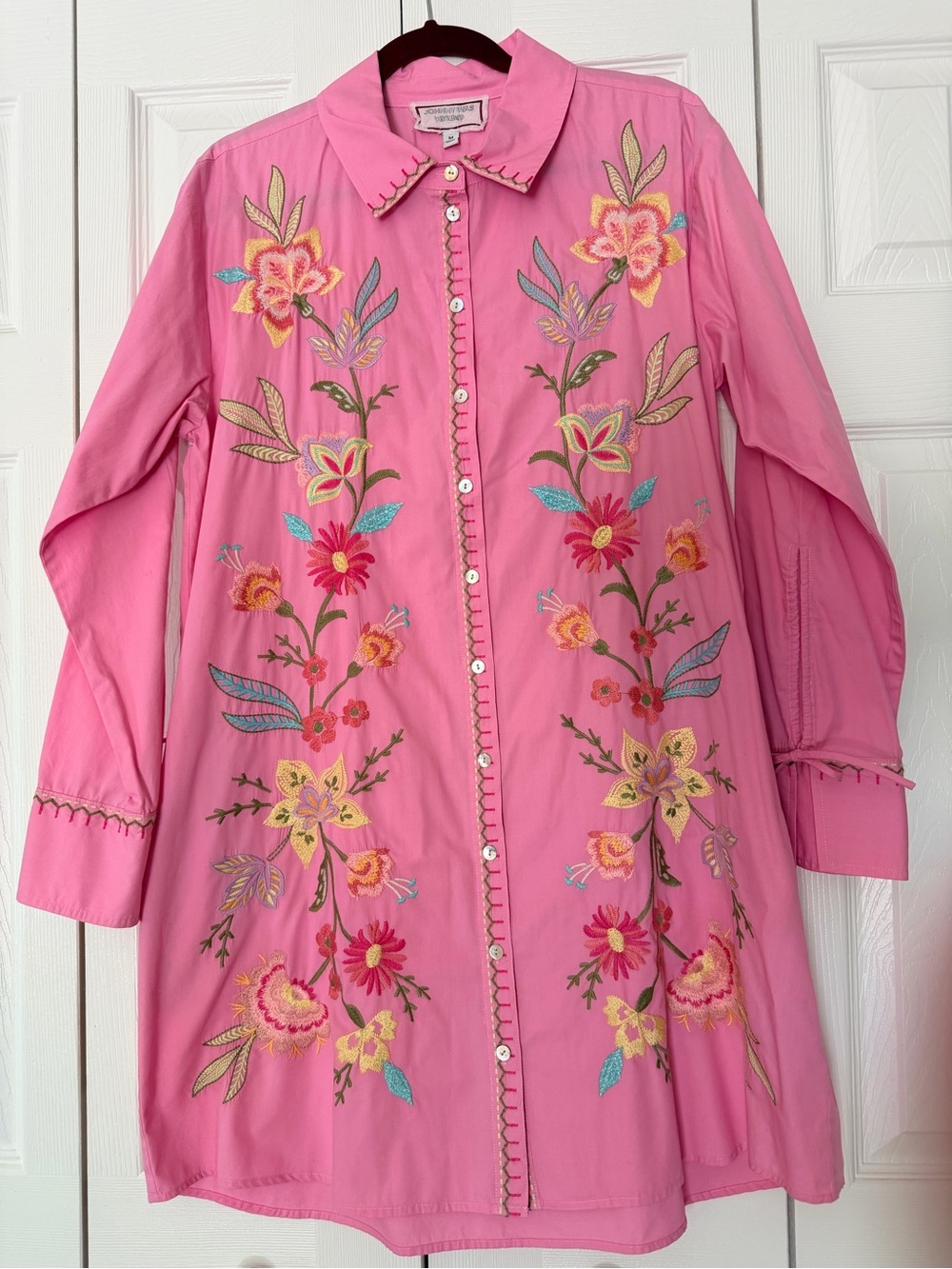 Johnny Was Camellia Floral Embroidered 100% Cotton Tunic Dress - Picture 2 of 8